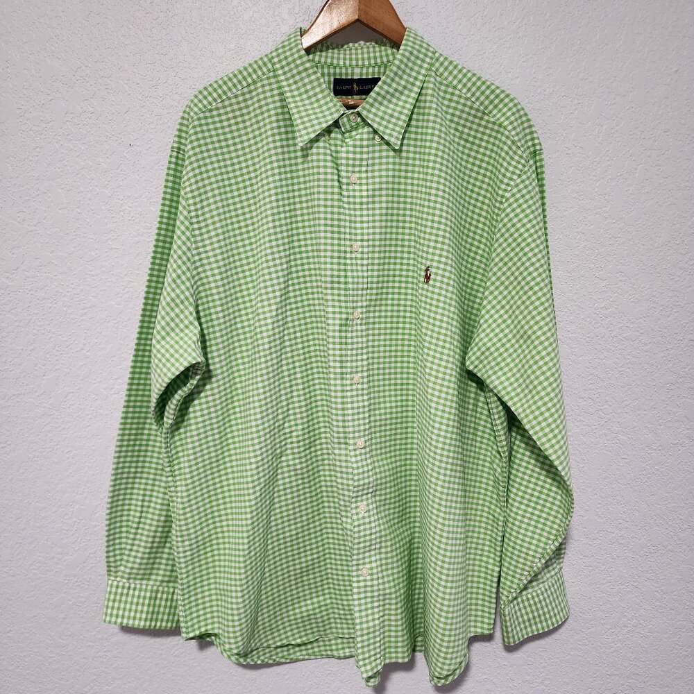 Men's Ralph Lauren Polo Button Down Long Sleeve Shirt 2XB Gingham Micro Check - Picture 1 of 7